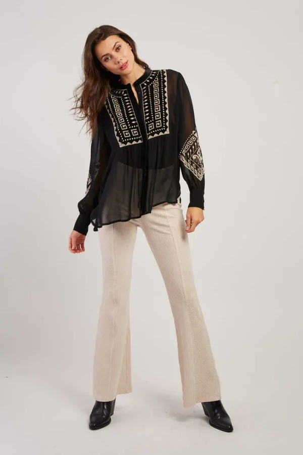 René-Derhy HARPER long sleeve embroidered blouse