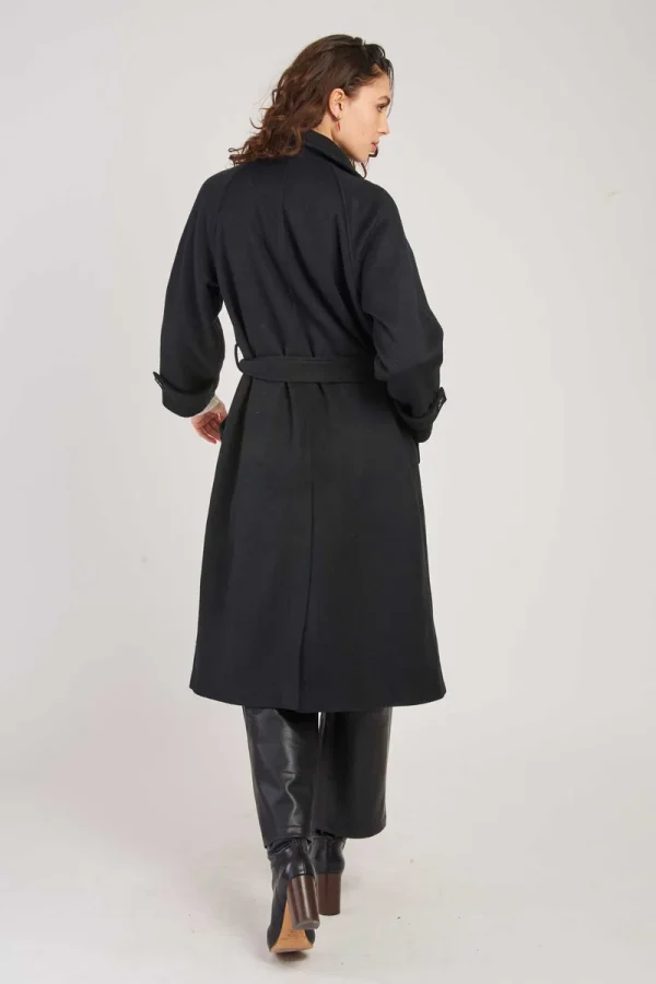 René-Derhy Long plain coat with a LOYAL belt - Image 2