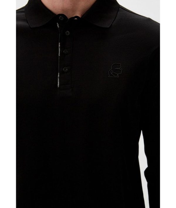 KARL LAGERFELD Men's Black Polo LS - Image 4