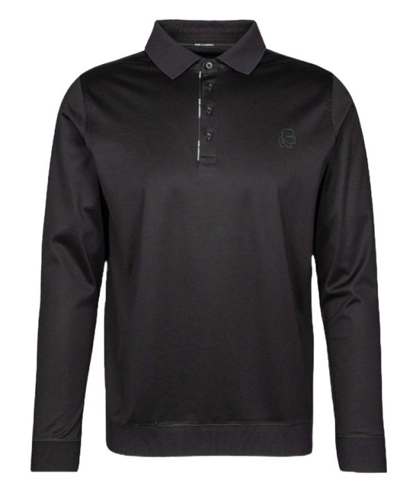 KARL LAGERFELD Men's Black Polo LS