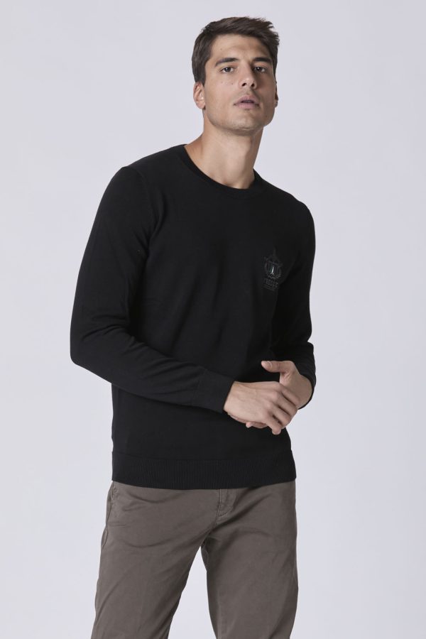 Aeronautica Militare Crew neck sweater in comb cotton