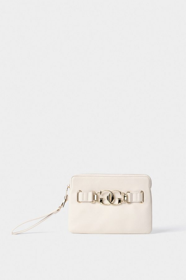 Gaëlle Paris Reg. Flat Clutch With Handle Ivory