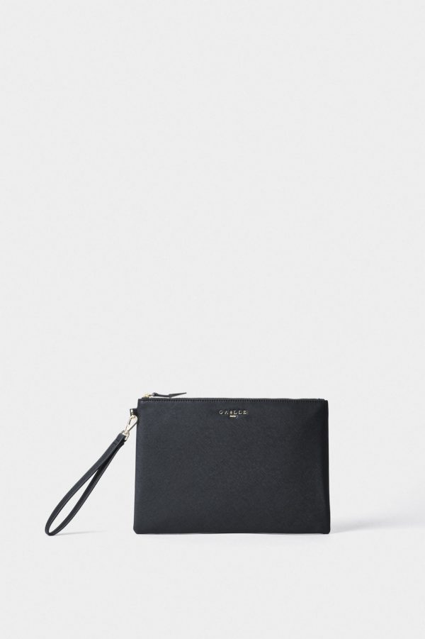 Gaëlle Paris Reg Pochette Faux Leather Saffiano Lettering Black