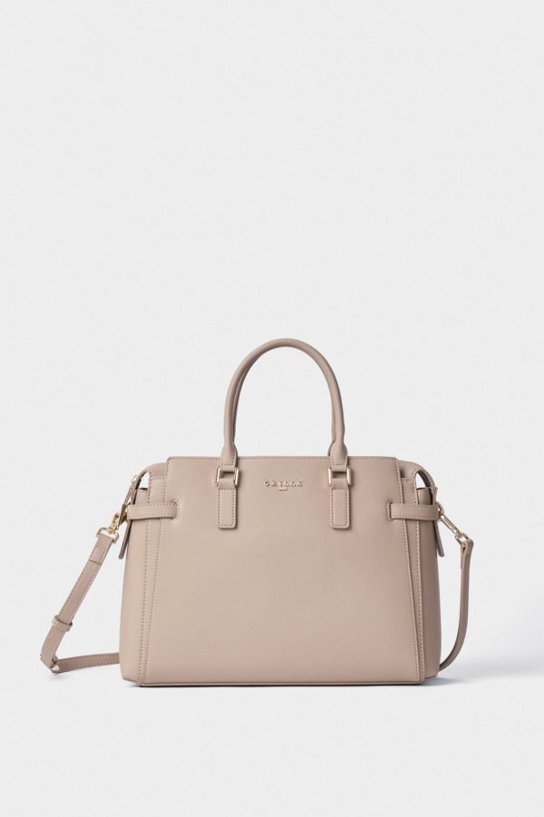 Gaëlle Paris Maxi Shoulder Strap In Saffiano Faux Leather Camel