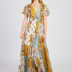 René-Derhy PAPILLE patchwork printed long dress