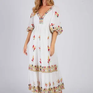 René-Derhy CANDICE embroidered long dress